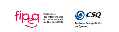 Logos de la FIPEQ et de la CSQ (Groupe CNW/Fédération des intervenantes en petite enfance du Québec (FIPEQ-CSQ))