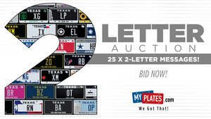 My Plates Launches Two Letter Texas Plate Auction!