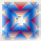 Vibrata Chromodoris, Sanctum, 2025, acrylic on shaped MDF panel, 31.5 x 31.5 in.