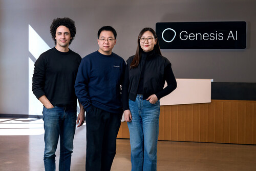 (Left to Right) Genesis AI co-founders, Theophile Gervet and Zhou Xian, with newly appointed Vice President of Commercial and Strategy, Vivian Sun (Left to Right) Genesis AI co-founders, Theophile Gervet and Zhou Xian, with newly appointed Vice President of Commercial and Strategy, Vivian Sun