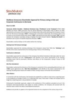 ShaMaran Announces Shareholder Approval for Primary Listing in Oslo and Corporate Continuance to Bermuda (CNW Group/ShaMaran Petroleum Corp.)