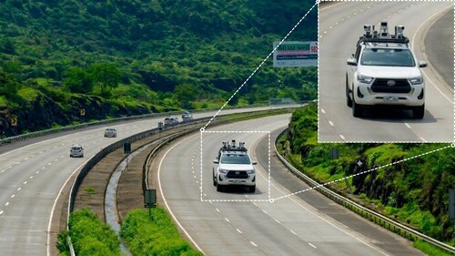 Skylark Labs’ AI-powered mobile survey vehicle performing real-time road infrastructure monitoring using advanced sensors and self-learning AI