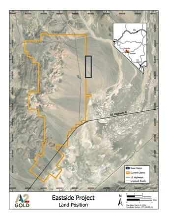 MAP: EASTSIDE PROJECT NEW CLAIMS (CNW Group/A2 Gold Corp) MAP: EASTSIDE PROJECT NEW CLAIMS (CNW Group/A2 Gold Corp)