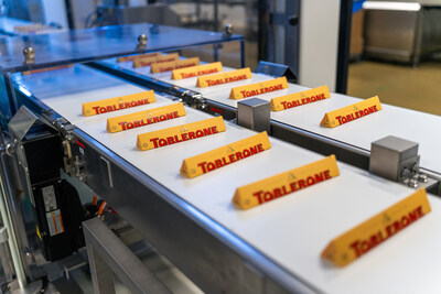 Freshly packaged Toblerone on the new production line