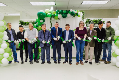 Pulmuone executives join retail partners and representatives from the Town of Ayer, Massachusetts to celebrate the expansion of the company's East Coast manufacturing facility. From left to right: Chi Do Lee (CEO, Terranos), Toichiro Takai (CEO, Takai), Joe D'Ambrosio Jr. (CEO, IMEC), Hyo Yul Lee (Chairman, Pulmuone), Robert Pontbriand (Ayer Town Manager), Woo Bong Lee (General CEO, Pulmuone), Jannice Livingston (Chair of the Ayer Select Board), Joon Gab Kwon (Chairman, Seoul Trading USA), KS Cho (CEO, Pulmuone USA), Mike Wallace (Ayer Town Building Commissioner)
