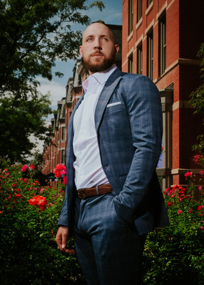 Garrett Crochet, professional baseball pitcher, in a State & Liberty suit. Garrett Crochet, professional baseball pitcher, in a State & Liberty suit.
