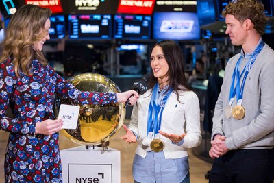U.S. figure skaters Madison Chock and Evan Bates interviewed at the NYSE.