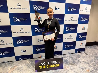 AGCO’s Iana Knak, Manager, Dealer Ecommerce, holds the Commendable Prize in the “Engineering The Change” category at the 2026 Digital Engineering Awards. Knak accepted the award on behalf of the AGCO Parts Shop B2B Digital Technology and AGCO Aftersales and Digital Transformation teams.