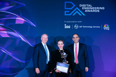 AGCO’s Iana Knak (center), Manager, Dealer Ecommerce, accepts the Commendable Prize in the “Engineering The Change” category at the 2026 Digital Engineering Awards in Boston, Massachusetts, on March 12. The award was presented to the AGCO Parts Shop B2B Digital Technology Team for a new unified digital platform that streamlines and enhances the part-ordering experience for dealers and farmers worldwide.