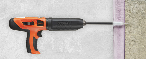 Easily convert your Cobra+ to an insulation fastening tool using the new Cobra+ IFS and securely fasten insulation foam boards onto concrete.