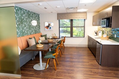 The VITAS inpatient care center is designed with patients and their loved ones in mind, including a shared family room and kitchenette for homelike comforts.