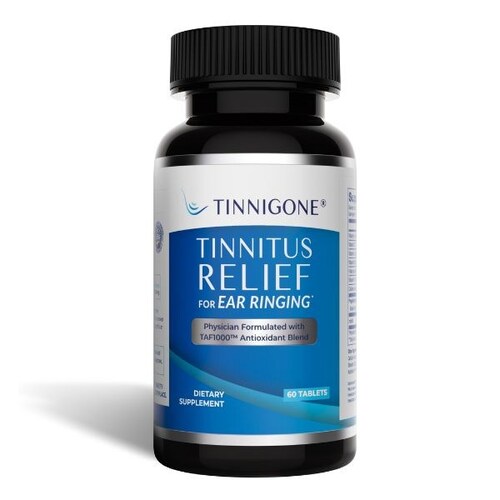 Tinnigone® nutritional supplement formulated with antioxidant nutrients to support auditory wellness and hearing health.