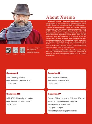 Acclaimed Author Xuemo to Headline 2026 London Book Fair and Oxford Literary Festival with New Books