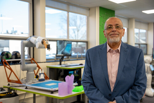Khaled M. Elleithy, Ph.D., dean of University of Bridgeport’s College of Engineering, Business, and Education, stands in the Interdisciplinary Emerging Technology (IET) Laboratory. Elleithy was recently elected to the Connecticut Academy of Science and Engineering.