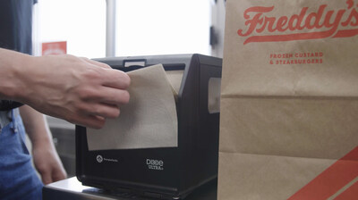 Freddy’s Frozen Custard & Steakburgers benefit from the GP PRO Dixie Ultra® Take-Two Interfold Napkin Dispenser to optimize efficiency and reduce waste across busy drive-thru and takeout operations.