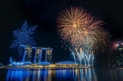 A dazzling burst of fireworks and drones lit up the night, as the Disney Adventure sky show soared to fan-favorite tune, “Let It Go”