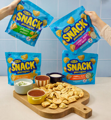 New Mrs. T’s® Snack Pierogies are available in four bold, on-trend flavors: Cheddar Sour Cream & Onion, 5 Cheese, Cheddar Ranch Seasoned with Bacon, and Jalapeño Popper.