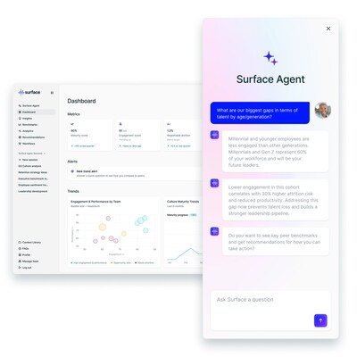Surface Agent is the first agentic AI built specifically for talent and culture leaders. Acting as a strategic advisor, data analyst, and execution partner, it analyzes organizational data, identifies the drivers behind outcomes like engagement or attrition, and generates insights, benchmarks, and action plans in minutes.