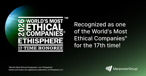 For the 17th time, ManpowerGroup has been named one of the World’s Most Ethical Companies® by Ethisphere, the most recognized company in the Staffing & Outsourcing Services industry.