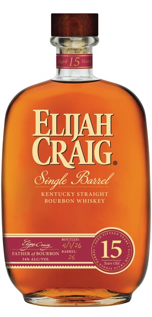 Elijah Craig Introduces 15-Year-Old Bourbon, a New Addition to Its Renowned Single Barrel Lineup
