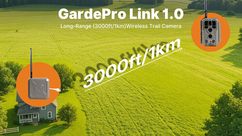 GardePro Link 1.0 long-range wireless trail camera system with hub and camera. GardePro Link 1.0 long-range wireless trail camera system with hub and camera.