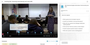 AI Coach by Edthena analyzes coaching conversations and provides guided reflection and feedback across key instructional coaching skills for coaches and teacher mentors.