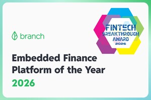 Branch Named "Embedded Finance Platform of the Year" in 10th Annual FinTech Breakthrough Awards Program