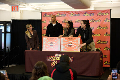 Katie Feeney, Richard Jefferson, and Cullen Honohan participate in bracket discussions during the Reese's Summit for 
