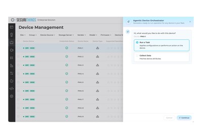 SecuriThings Agentic Device Orchestrator enables any user to create any command on any device. The platform provides proactive cybersecurity and operational management of Enterprise IoT devices.