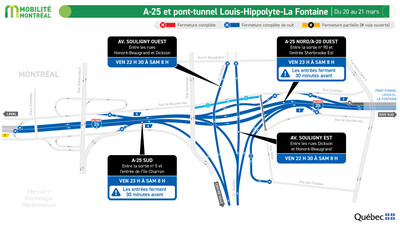 3. A-25, secteur Sherbrooke et Souligny, du 20 au 21 mars (Groupe CNW/Ministère des Transports et de la Mobilité durable)