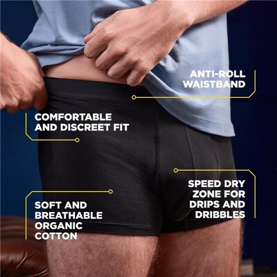 Man wearing TENA washable boxers