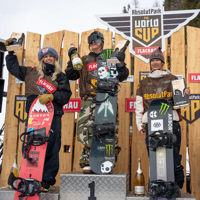 Monster Energy’s Mia Brookes Takes First Place and Lily Dhawornvej Lands in Third at FIS World Cup in Flachau; Brookes Also Takes 1st Place in Spring Battle Rail Jam and Spring Battle Women’s Snowboard Slopestyle Final at Absolut Park