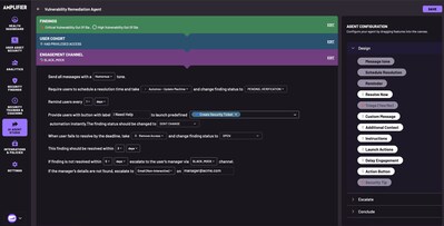 Amplifier AI Agent Studio provides a library of prebuilt agents for common human-risk use cases plus a drag-and-drop builder that lets security teams design custom agents.