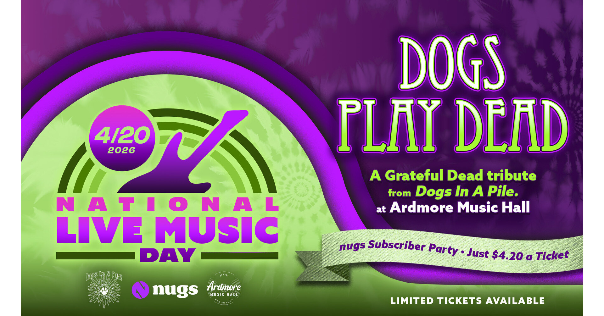nugs Announces Second Annual National Live Music Day 2026 Celebration with Dogs Play Dead Concert at Ardmore Music Hall