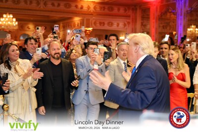 Photo of President Donald J Trump addressing attendees at the Lincoln Day Gala