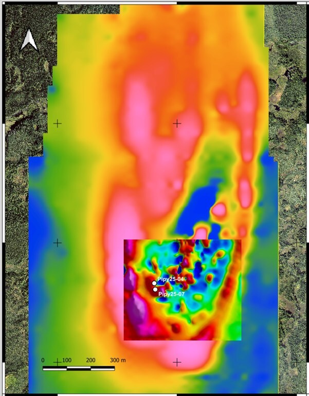 Figure 1. Magnetic Signature at Pipy South Gold Target (CNW Group/Nican Ltd.) Figure 1. Magnetic Signature at Pipy South Gold Target (CNW Group/Nican Ltd.)