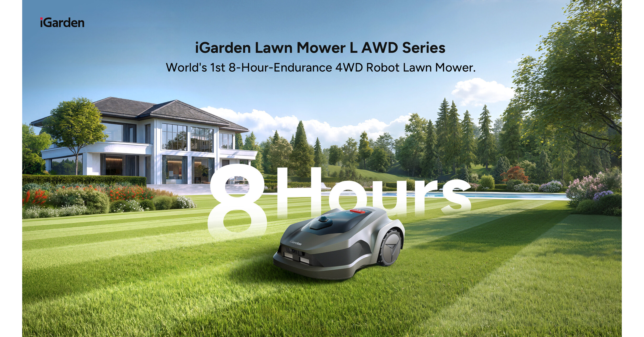 iGarden bringt die L AWD Series auf den Markt: den weltweit ersten Rasenmähroboter mit Allradantrieb und 8 Stunden Laufzeit