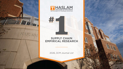 The University of Tennessee, Knoxville, Haslam College of Business was recognized as the No. 1 producer of empirical supply chain research by the SCM Journal List in its annual ranking.