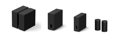 BRAVIA Theater Sub 9: Premium Wireless Subwoofer with Dual Opposing Drivers.  BRAVIA Theater Sub 8: Standard Wireless Subwoofer.  BRAVIA Theater Sub 7: Compact Slim Wireless Subwoofer. BRAVIA Theater Rear 9: Premium Wireless Rear Speakers.