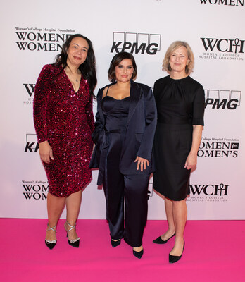 Sandra Sualim - President and CEO, Women’s College Hospital Foundation, Nelly Furtado - 2026 Trailblazer Award recipient, Heather McPherson - Hospital CEO   Photo Credits: George Pimentel (CNW Group/Women's College Hospital Foundation)