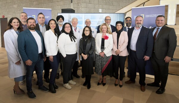 Brampton politicians, TMU executives, and 407 ETR representatives at the event