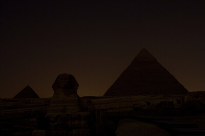 Earth Hour 2010. Skyline showing the Sphinx and the Pyramids after the lights are switched off for Earth Hour, Giza, near Cairo, Egypt © WWF / Jason Larkin (CNW Group/World Wildlife Fund Canada)
