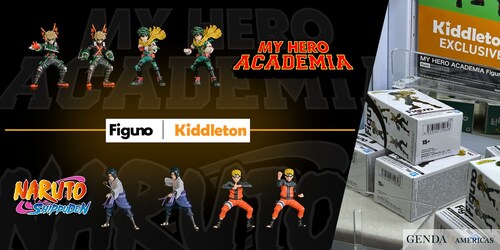 My Hero Academia and Naruto FIGUNO figures, exclusively available through Kiddleton installations