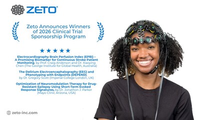 Zeto Announces 2026 Clinical Trial Sponsorship Winners Advancing EEG in Stroke, Delirium, and Epilepsy Zeto Announces 2026 Clinical Trial Sponsorship Winners Advancing EEG in Stroke, Delirium, and Epilepsy