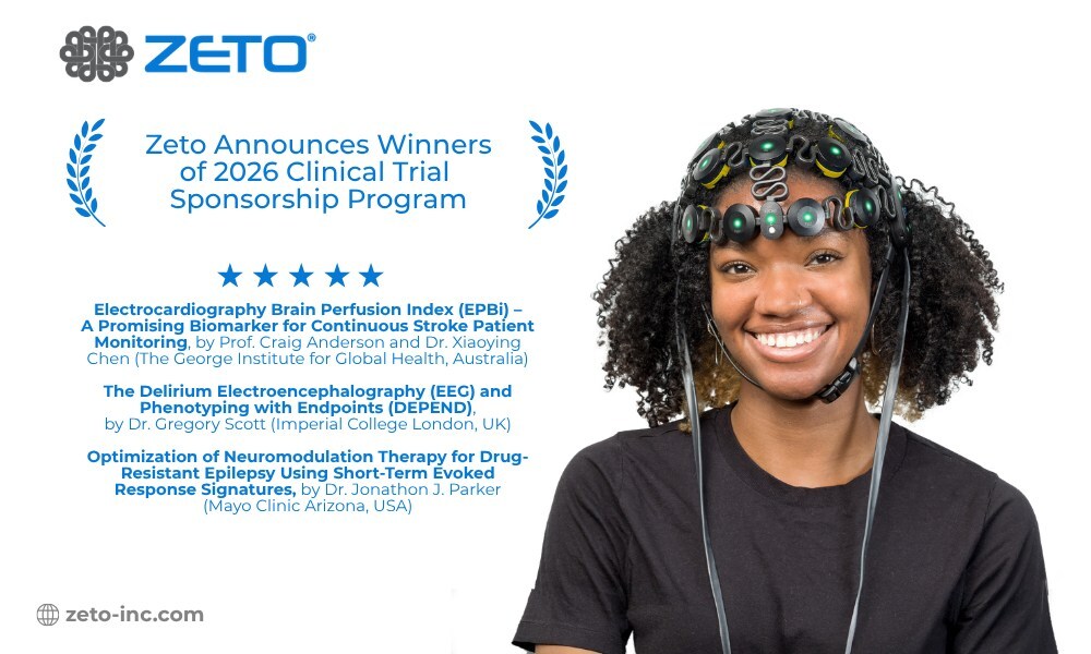 Zeto Announces 2026 Clinical Trial Sponsorship Winners Advancing EEG in Stroke, Delirium, and Epilepsy