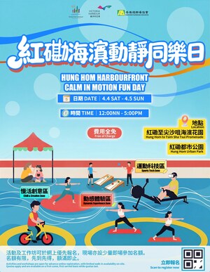 串連多個紅磡海濱空間 復活節「紅磡海濱動靜同樂日」活動兩大體驗區動靜兼備 同樂維港