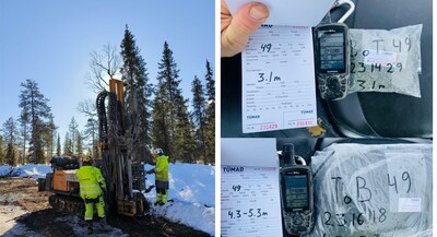 Figure 2. Base of Till / Top of Bedrock sampling rig and samples. (CNW Group/Capella Minerals Limited)