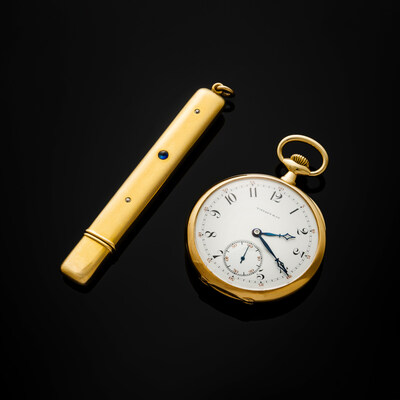 Lot 36, John Jacob Astor IV's Patek Philippe for Tiffany & Co., 18K Yellow Gold Pocket Watch, Property Of The Astor Family, Estimate: $300,000 - 500,000; 

Lot 37, John Jacob Astor IV's Battin & Co., Yellow Gold, Diamond, and Sapphire Pencil Case, Property Of The Astor Family, Estimate: $10,000 - 20,000