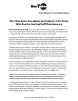 Press Release: Ron Yates Opens New Winery Tasting Room in the Texas Wine Country, Marking the 10th Anniversary