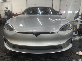 Tesla Model S Full Front Xpel PPF Competed in shop